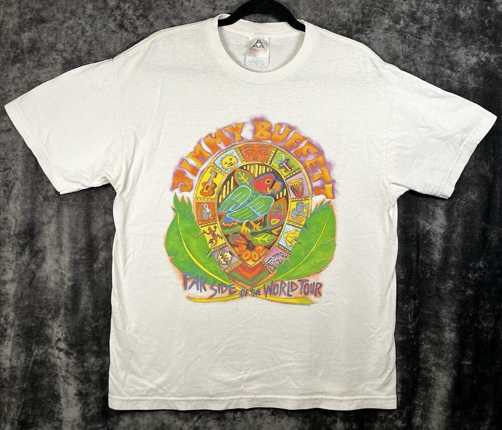 Vintage 2002 Jimmy Buffett Far Side of the World Tour T Shirt Large Double Sided
